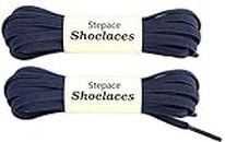 Stepace [2 Pairs] Flat Elastic Shoe Laces for Sneakers 31"-63" Length 11 Colors Stretch Shoelaces Navy blue 120