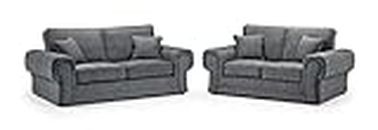 Honeypot Sofa - Wilcot 3 + 2 Seater Sofas for Living Room - Soft Grey Fabric Upholstered Sofa Set | Setup Included | Made in EU | Built to Last (3+2 Set)