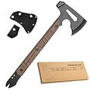 17.5in Full Tang Camping Axe Tomahawk with Nylon Sheath, Tactical and Survival Hatchet with Hammer for Axe Throwing, Outdoor Camping Hiking and Chopping Wood