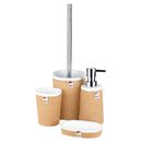 Ridder 4pc Brown Rope Wrap Ceramic Bathroom Accessory Dispenser Toilet Brush Set