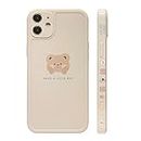 Ownest Compatible for iPhone 11 Case Cute Painted Design Brown Bear with Cheeks for Women Girls Fashion Slim Soft Flexible TPU Rubber for iPhone 11-Beige