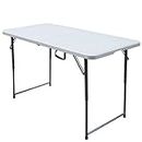 Plastic Development Group 4 Foot Long Bi Foldable Utility Garage Sale Event or Dining Banquet Multipurpose Folding Table with Carrying Handle, White