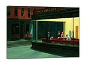 Reproduction sur toile encadrée Edward Hopper Nighthawks - Décoration murale - 30 x 20 cm - Profondeur : 38 mm