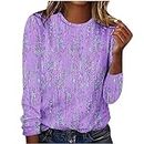 Your Orders Cute Long Sleeve Tops for Women Dressy Casual Boho Floral Print Crew Neck Petite Shirts Fall Fashion Blouse 2023 Women Blouses for Work Purple L