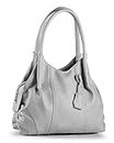 Fostelo Women's Jane Faux Leather Handbag (Grey) (Large)