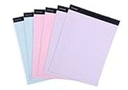 Mintra Office Legal Pads - ((BASIC PASTEL 6pk, 8.5in x 11in, NARROW RULED)) - 50 Sheets per Notepad, Micro perforated Writing Pad, Notebook Paper for School, College, Office, Business