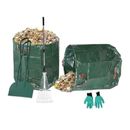 Leaf Scoop Hand Rake Set with Reuseable Garden Bag & 1 Pair Work Gloves for Collecting Leaves, Mulch and Debris - 32"-47.5"