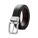 Kajeer Reversible Kids Belt for Boys and Girls - Durable PU Leather Belts for School Uniform Jeans, Silver, Fit Waist: 18"-24" (Rec 4-7yrs)