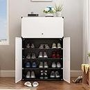 AYSIS Portable Shoe Rack for Home With Door,Adjustable Plastic Shoe Rack for Bedroom/Outdoor Waterproof,48 Pair Shoe Storage Organizer,Made of High-density PP Frame for Stability (White)