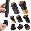 Black Silicone Chair Leg Floor Protectors with Felt, Chair Leg Caps, Silicon Furniture Leg Feet Protection Cover Protect Hardwood Floor Anti Scratch 16 Pcs (Small Fit: 0.8" - 1.2", Black)