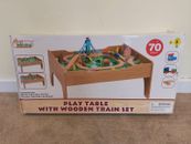 Kids Wooden Train Tracks Set & Table 70-Piece Activity Playset  - New Sealed