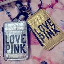 Pink Victoria's Secret Bags | 2 Victoria’s Secret Pink Metallic Rare Lanyard Id Wallets | Color: Black/Pink | Size: Os