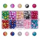 200Pcs Beads for Bracelet Crackle Crystal Beads with Hole Natural Colorful Gemstone Round Bead Cracked Glass Beads for Necklace Bracelet Jewelry Earrings Making DIY Crafting Glass Beads