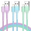 iPhone Charger [Apple MFi Certified] 3Pack 6FT Lightning Cable Fast Charging High Speed Data Sync USB Cable Compatible iPhone 14/13/12/11 Pro Max/XS MAX/XR/XS/X/8/7/Plus/6S (Multi-Color)