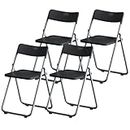 6 Pack White Plastic Folding Chair, 6 Chairs Indoor Outdoor Portable Stackable Commercial Seat with Steel Frame 330lb. Capacity for Events Office Wedding Party Picnic Kitchen Dining (Black,4 Pack)