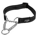 Reflective Nylon Choke Collar; Slip Show Obedience Training Gentle Choker for Extra Large Dogs, Black
