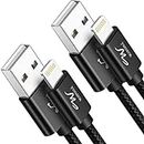 Wayona Nylon Braided 6Ft/2M Long Lightning Usb Data Sync And Charger Cable For Charging With Carplay Compatible For Iphones, Ipad Air, Ipad Mini, Ipod Nano And Ipod Touch (6Ft, Black) - Pack Of 2
