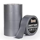 TAPEBEAR 5-Pack Grey Duct Tape Heavy Duty 1.88 Inch x 30 Yards, Waterproof Tape 9mil Thick Strong Adhesive Tape, Writable, No Residue and Tear by Hand for Repairs, Crafts and Sealing