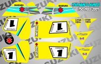 suzuki lt50 quad graphics autocollants nom & numéro lt 50 mx stratifié jaune
