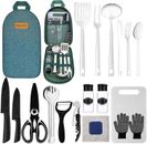 Juego de utensilios de cocina de campamento EWOVUV/Accesorios esenciales utensilios de cocina/verde