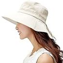 Comhats X-Large Sun Hats Women SPF 50 Cotton Sunhats for Ladies Wide Brim Summer Hat with Neck Protector Outdoor Safari Gardening Hat Packable Chin Strap Beige