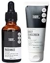 ThriveCo Radiance Serum, 30ml AND ThriveCo Ultra-Light, Mineral-Based SPF 50 PA+++ Daily Sunscreen Gel, 50 ml, UV Protection, Oil-Free | For All Skin Types