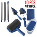 10Pcs Handle Paint Roller Pro Paint Brush Flocked Edger Wall Painting Tool Set