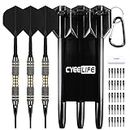 CyeeLife Darts Plastic Tip - Professional Soft Tip Darts Set 18 Grams with Carry case and 30 Extra Dart Tips for Electronic Dart Board (Black)