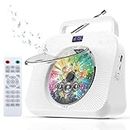 WSJSYH CD Player Portable with Bluetooth，Double HiFi Sound Speakers，Sleep Mode,Desktop CD Music Players,Support AUX/USB/Headphone Jack/Music Fiber Optics/FM Radio Boombox for Home,Office(White)