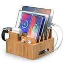 Pezin & Hulin Bamboo Multiple USB Charging Station for Phones and Tablets, All-in-one Organizer Dock for Watch, Earbuds(No Power Supply)