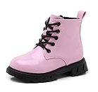 Boys Girls Combat Boots Ankle Boot Lace up Fashion Walking Hiking Pink Size 1 Little Kid