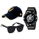 PUTHAK UnequeTrend, Men & Boys Accessories Combo – Watch, Cap and Sunglass Combo (Pack of 3) (Pattern 4)
