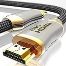 BHW 1.5m 8K HDMI Cable 2.1-8K @ 60Hz 4K @ 120Hz DSC - HDTV 7680 x 4320 - UHD II - HDMI 2.1 2.0a 2.0b - 3D High Speed Ethernet HDR - ARC Precision Connector Compatible with B. lu Ray PS. 4 PS5 Xbox