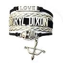 Braided Daryl Dixon Skull Bracelet Walking Dead Fans Gift Black with Silver