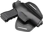 MAYMOC Lederholster 2 Slot OWB kompatibel für Glock 17 19 22 26 32 33 / S&W M&P Shield/Springfield XD & XDS/Plus alle ähnlich großen Kurzwaffen