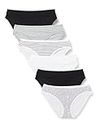 Amazon Essentials Women's Cotton Bikini Brief Underwear (Available in Plus Size), Pack of 6, Multicolor/Dots/Stripe, X-Small