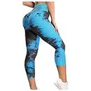 Gym Leggings for Women, Ladys Athletic Pants Fitness Sports Skinny Tie-Dyed Printed Seamless High Waist Comfy Hip Lifting Exercise Bubble Workout Breathable Trousers UK Blue