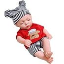 Weduspaty Reborn Doll Reliste Baby Doll 12x4inch Habilled Mageable Joint Simulation Oeil Fermed Baby Boll Vinyle Posage Migne Mignon réaliste Baby Dolls Gift for Kids, Red Clothes
