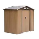 Outsunny 7' x 4' x 6' Garden Storage Shed Outdoor Patio Yard Metal Tool Storage House w/Steel Foundation Kit and Double Doors Yellow