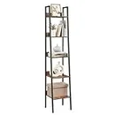 VASAGLE Bookshelf, 5-Tier Narrow Book Shelf, Ladder Shelf for Home Office, Living Room, Rustic Brown and Black ULLS109B01