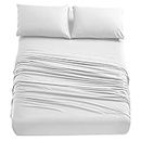 Home Beyond & HB design - 4-Piece Bed Sheets Set (Queen, White) - Premium Hotel Quality Bedding Sheets - Breathable Ultra Soft Brushed Microfiber - 16 Inches Deep Pocket, Wrinkle Fade Resistant