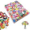 Buttons for Crafts, 1000PCS Buttons Mixed Colours and Sizes Round Resin Buttons for Craft Arts Knitting Sewing Cardigans DIY Handmade (9mm-13mm)