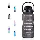 Laster 64 Oz, 2 L Motivational Water Bottle with Time Marker for All Day Hydration, Removable Straw & Easy Carry Handle– BPA Free & Leak Proof. Office | Camping | Fitness | Park | Road Trip (Black)