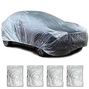 4 Pack Universal Disposable Car Covers - Waterproof Plastic Car Cover for Automobiles - Universal Vehicle Cover with Elastic Band for Sedan Outdoor Snow Rain Weather, (Size L 4Pack)