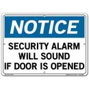 Vestil Security Alarm Will Sound If Door is Opened Notice Sign Aluminum in Black/Blue/Gray | 10.5 H x 14.5 W x 0.08 D in | Wayfair SI-N-51-C-AL-080