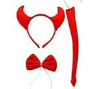 Sage Square Fabric Red Velvet Devil Headband With Horn & Bow tie Halloween Cosplay Costume Accessories more Attractive & Soft Design For Party Supplies