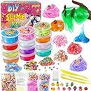 12 Tassen DIY Slime Kit Slime Making Kit für Mädchen 10-12 Crystal Clear Slime Glow in The Dark Slime with Add-Ins Foam Balls Charms Slime Party Favors Gift Toys for Kids