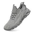 EGMPDA Men Walking Sports Shoes Running Gym Fashoin Sneakers Slip On Jogging Training Shoes Athletic Fitness Breathable Shoes Soft Comfortable Casual Lightweight Sneakers Gray 45