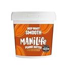 ManiLife Burro di Arachidi – Peanut Butter - Completamente Naturale, Monorigine, Senza Zuccheri Aggiunti e Senza Olio di Palma – ‘Deep Roast’ Vellutato (1 x 900g)