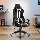 Green Soul Beast Racing Edition Ergonomic Gaming Chair with Premium Fabric & PU Leather, Adjustable Neck & Lumbar Pillow, 3D Adjustable Armrests & Strong Nylon Base (Black & White)